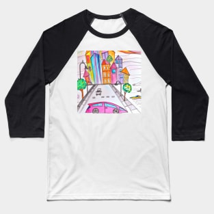 Futuristic city pencil drawing Baseball T-Shirt